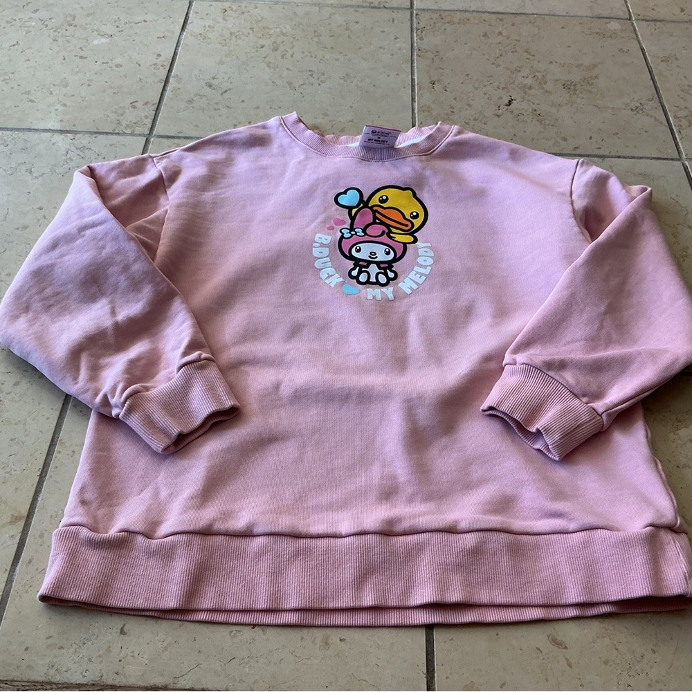 EUC B Duck My Melody Pink Graphic Sweatshirt size 155 or size 14Y